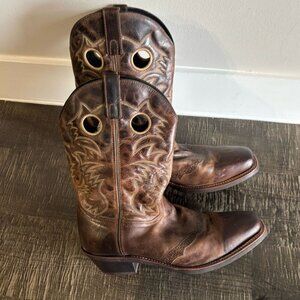 Laredo Men Kane Broad Square Toe Leather Cow Boy Shoes Tan Size 13